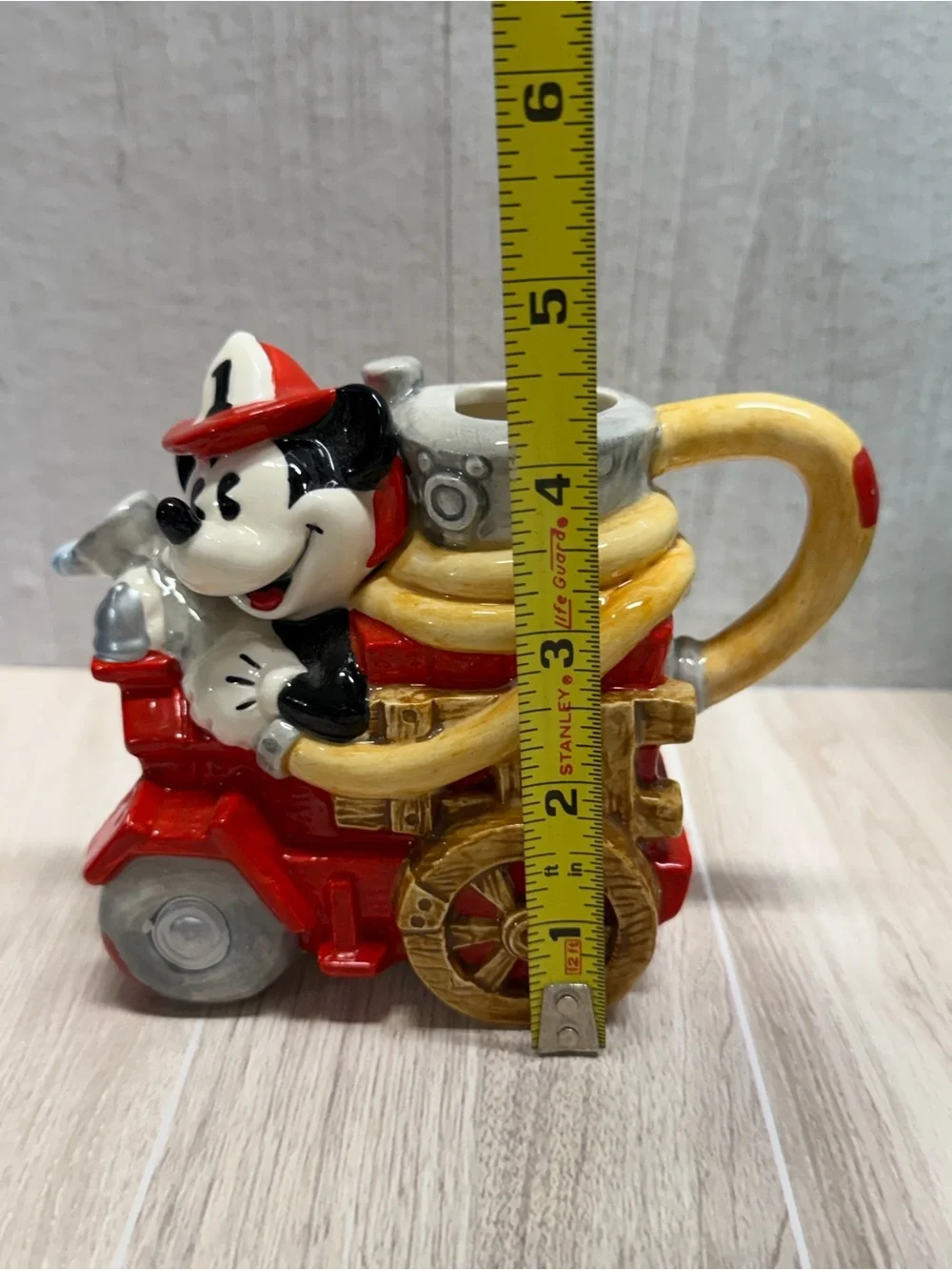 Vintage Enesco Disney Mickey's Fire Brigade Ceramic Teapot / pitcher Fire truck